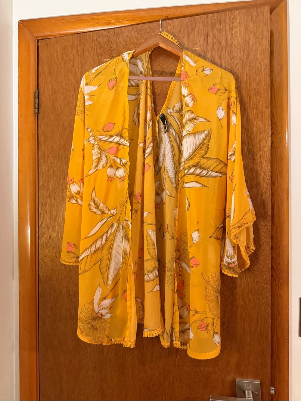 Express Yellow Floral Kimono Tunic
